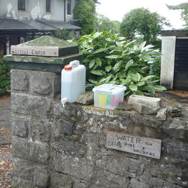 Water for walkers on Offa's Dyke path.