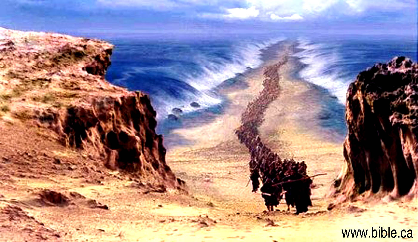 The Israelites crossing the red sea. 