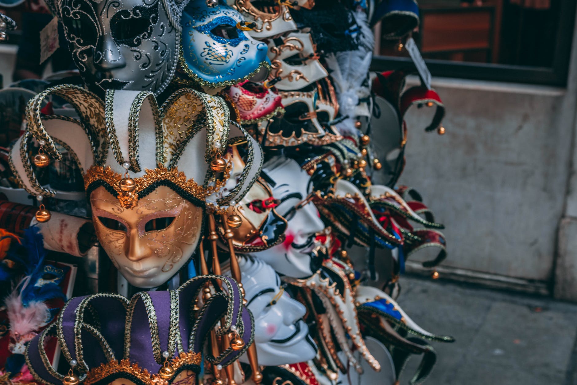 A collection of theatrical masks.