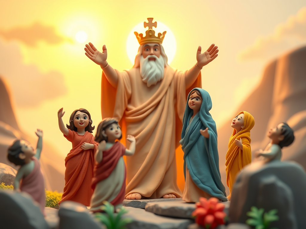 An AI-generated image showing God in mercy setting people free.