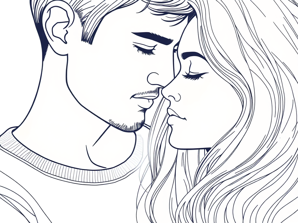 A young couple gaze at each other's beauty.