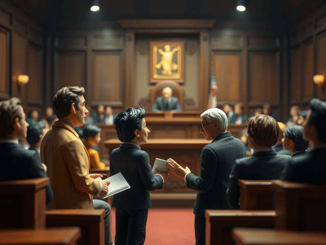 A courtroom scene.